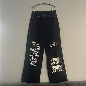 IT Chapter Two Black Wide Leg Jeans with Graphic Design Size 5